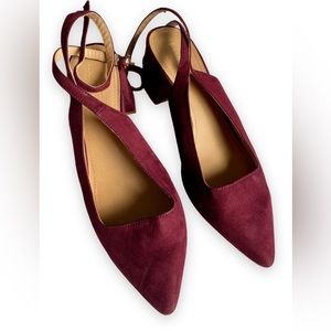 LOFT wine burgundy suede block heels